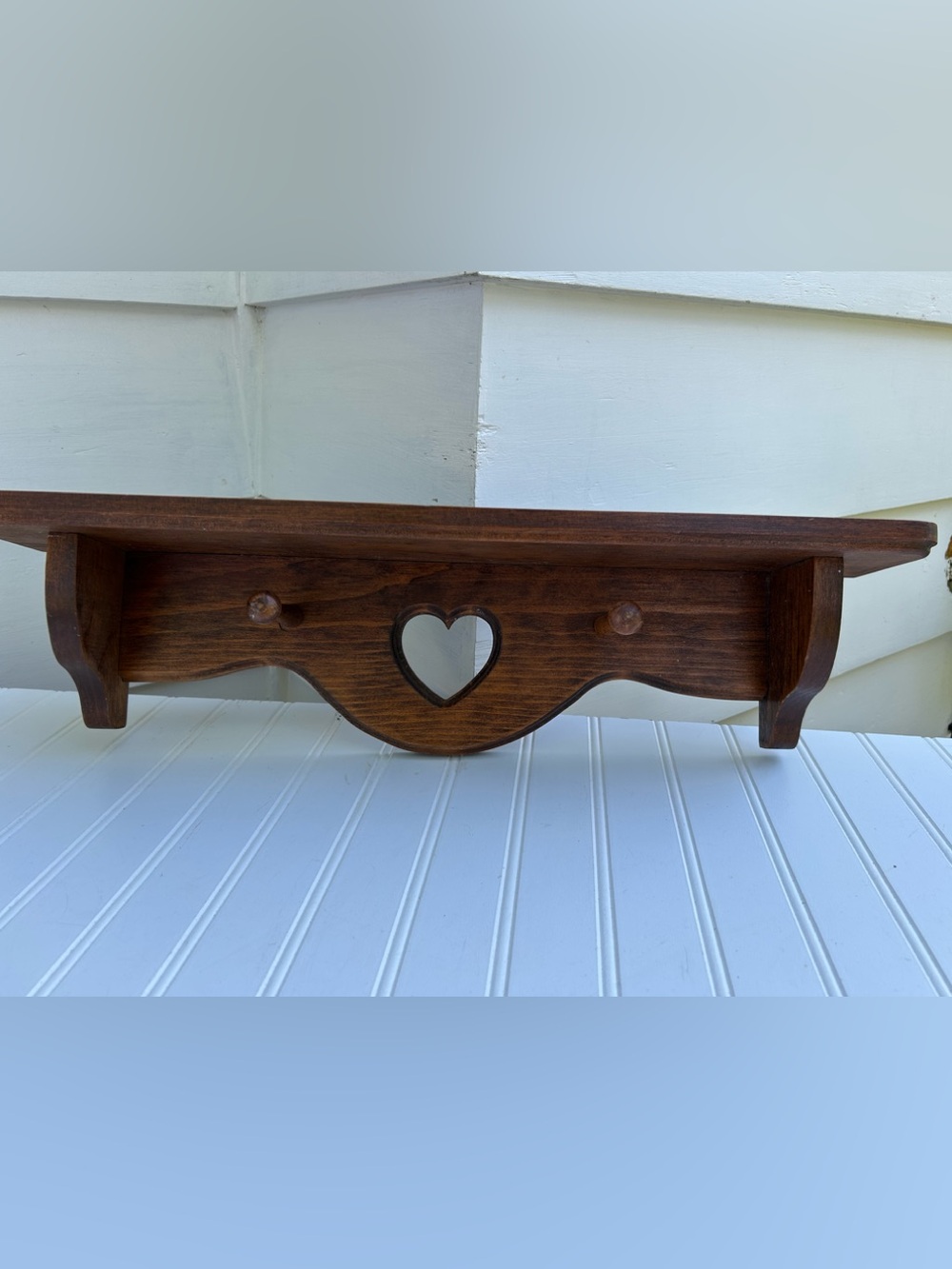Vintage Shelf Heart Rustic Brown Cutout Two
Hooks Wooden Wall 4.5x24 - Picture 5 of 9